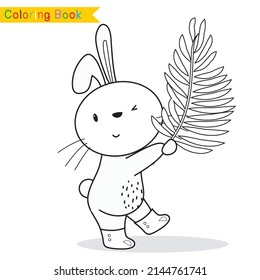Colouring Easter bunny worksheet. Educational printable coloring worksheet. Vector set of easter bunny on white background. Motor skills education. Vector illustrations.