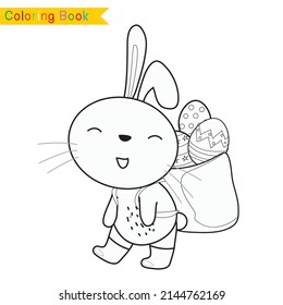 Colouring Easter bunny worksheet. Educational printable coloring worksheet. Vector set of easter bunny on white background. Motor skills education. Vector illustrations.