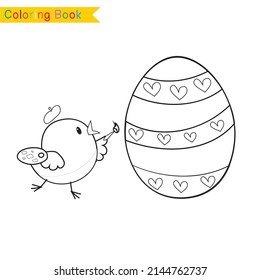 Colouring Easter bunny worksheet. Educational printable coloring worksheet. Vector set of easter bunny on white background. Motor skills education. Vector illustrations.