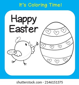 Colouring Easter eggs worksheet page. Coloring worksheet for preschool. Black and white image for coloring. Vector illustration.