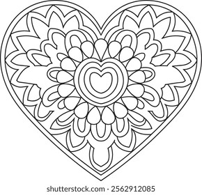 colouring, graphic, mandala, page, drawing, love, illustration, line, pattern, doodle, print, valentine, art, adult, black, book, children, floral, flower, printable, vector, heart, drawn, black