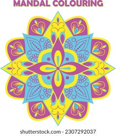 Färben von Mandala Design Template SVG, Ai, EPS, PDF, JPG, PNG-Datei