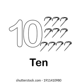 Colouring number for kids vector