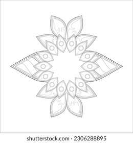 Colouring Page for Adult for Fun and Relaxation. Hand Drawn Sketch for Adult Anti Stress. Decorative Abstract Flowers in Black Isolated on White Background.-vector