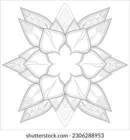 Colouring Page for Adult for Fun and Relaxation. Hand Drawn Sketch for Adult Anti Stress. Decorative Abstract Flowers in Black Isolated on White Background.-vector