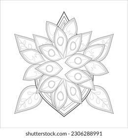 Colouring Page for Adult for Fun and Relaxation. Hand Drawn Sketch for Adult Anti Stress. Decorative Abstract Flowers in Black Isolated on White Background.-vector