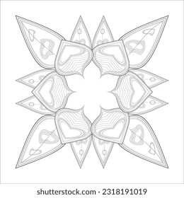 Colouring Page for Adult for Fun and Relaxation. Hand Drawn Sketch for Adult Anti Stress. Decorative Abstract Flowers in Black Isolated on White Background.-vector