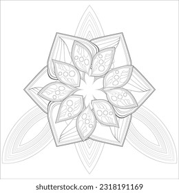 Colouring Page for Adult for Fun and Relaxation. Hand Drawn Sketch for Adult Anti Stress. Decorative Abstract Flowers in Black Isolated on White Background.-vector