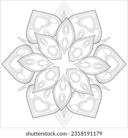 Colouring Page for Adult for Fun and Relaxation. Hand Drawn Sketch for Adult Anti Stress. Decorative Abstract Flowers in Black Isolated on White Background.-vector