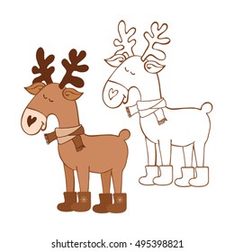 Colouring page. Cartoon Moose for a coloring book. 