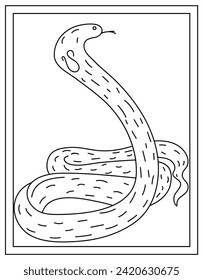 Colouring page of cobra, editable vector 