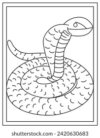 Colouring page of cobra, editable vector 