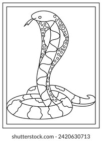 Colouring page of cobra, editable vector 