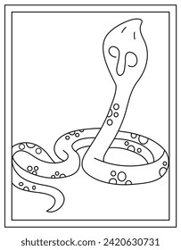 Colouring page of cobra, editable vector 