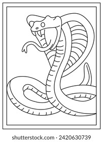 Colouring page of cobra, editable vector 
