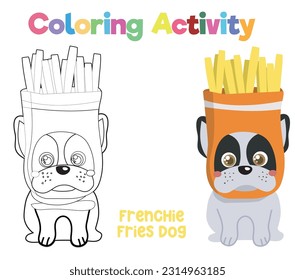 Colouring page of the cute and kawaii puppy or dog with Halloween Costume. Fun activity for kids. Educational printable coloring worksheet. Coloring activity for children. Vector illustration file.