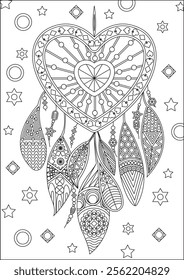 Colouring Page Dream Catcher Line Art 