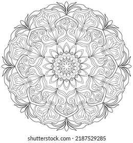 Colouring Page Hand Drawn Vector Mandala Stock Vector (Royalty Free ...