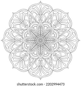 Colouring Page Hand Drawn Vector Mandala Stock Vector (Royalty Free ...