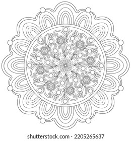 Colouring Page Hand Drawn Vector Mandala Stock Vector (Royalty Free ...