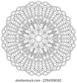 Colouring page, hand drawn, vector. Mandala 167, ethnic, swirl pattern, object isolated on white background.