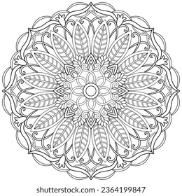 Colouring page, hand drawn, vector. Mandala 248, ethnic, swirl pattern, object isolated on white background.