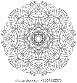 Colouring page, hand drawn, vector. Mandala 250, ethnic, swirl pattern, object isolated on white background.