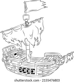 colouring page of pirate ship 1