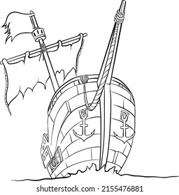 página de coloreado del barco pirata 2