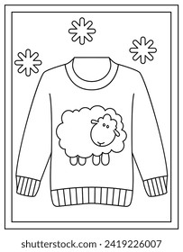 Colouring page of winter jersey, editable stroke