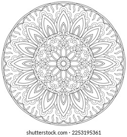 Colouring page-174, hand drawn, vector. Mandala 150, ethnic, swirl pattern, object isolated on white background.