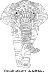 Colouring pictures of mandala stylized elephant coloring book page on a white background. African wildlife elephant coloring page for adults. 