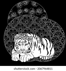 Colouring pictures with tiger. Antistress freehand sketch drawing with doodle and zentangle elements. Рictures are ideal for creating wallpaper, labels, crafts and other projects.