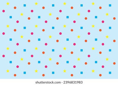 Colouring shapes template design pattern with high quality isolated on baby blue background. 