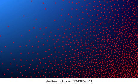 Colours of American Flag. USA Independence Day.  . Abstract Background with Many Random Falling Stars Confetti on Blue Background. 