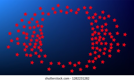 Colours of American Flag. USA Independence Day.  . Abstract Background with Many Random Falling Stars Confetti on Blue Background. 