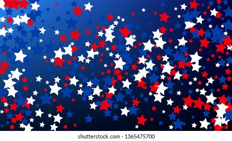 Colours of American Flag. USA Independence Day.  . Invitation Background. Banner, Christmas and New Year card, Postcard, Packaging, Textile Print.