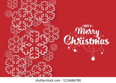 Colours paper cut of vector snowflake on gradient colours ornate background with merry christmas phase text