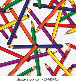 colours pencils vector seamless pattern.
