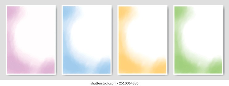 Colours watercolor paint stains backgrounds set for business brochure, leaflet, banners, wall arts. Vector invite design for wedding, vip cover template. Fantasy smooth light watercolor paper textured