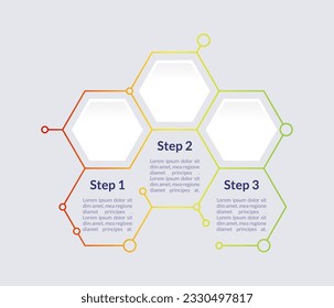 Colourufl infographic chart design template. Info navigation. Abstract vector infochart with blank copy spaces. Instructional graphics with 3 step sequence. Visual data presentation