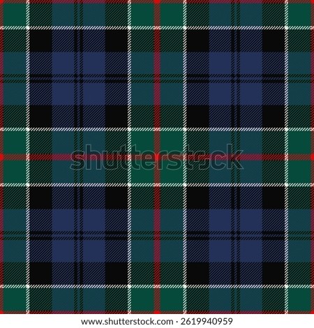 Colquhoun tartan plaid. Scottish pattern fabric swatch close-up. 