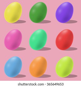 colrful easter eggs. pink background