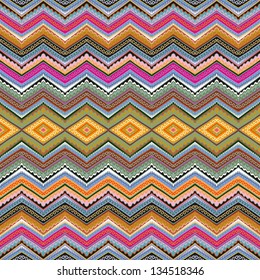 Colrful seamless vector ornamental  zigzag pattern