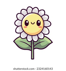 Colroed kawaii sunflower design over white