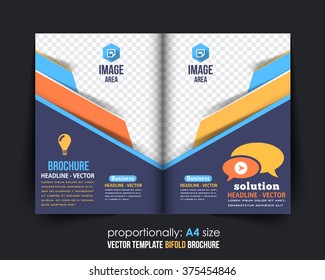 Colroful Bi-Fold Business Brochure Design. Corporate Leaflet, Cover Template