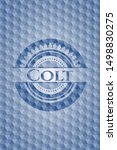 Colt blue hexagon emblem. Vector Illustration. Detailed.