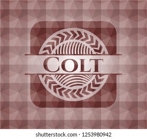 Colt red badge with geometric pattern. Seamless.