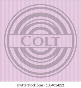 Colt retro pink emblem. Vector Illustration. Detailed.