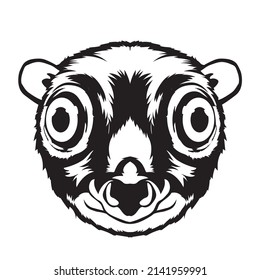 Colugo face vector iilustration in hand drawn style, perfect for tshirt and mascot design 